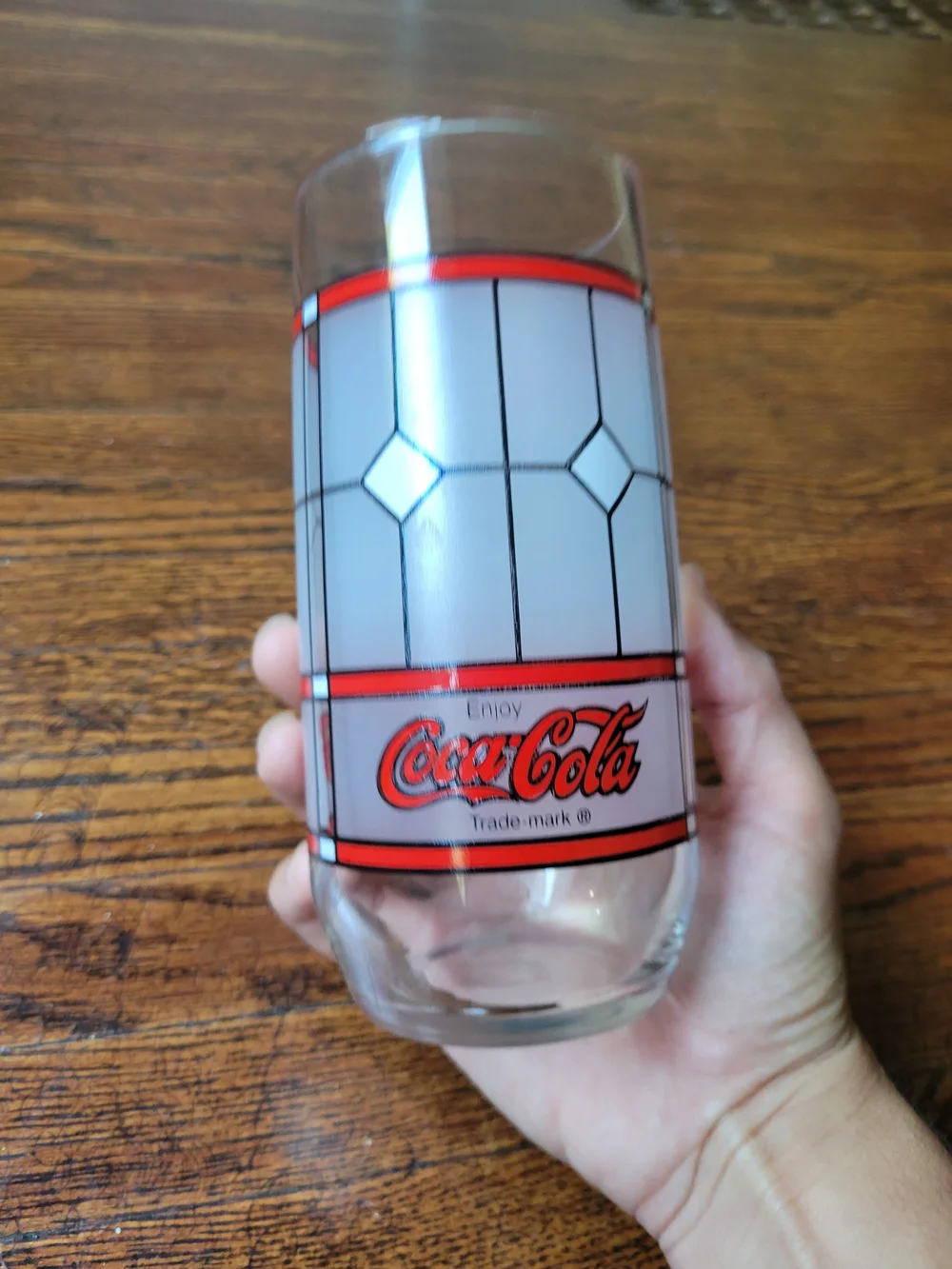 Coca-Cola Vintage Pizza Hut Frosted Tiffany Style Stained Glass 16oz